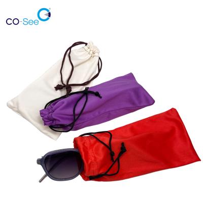 China Double/Single Drawstring Co-see Soft Microfiber Fabric Pouch Bag Custom Logo Print Eyeglass Eye Glasses For Sunglass Glasses for sale