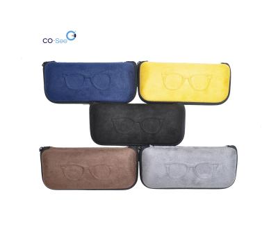 China Colorful Eyeglass Zipper Eva Shell Microfiber Colored Velvet Glass Hard Eyeglass Case for sale