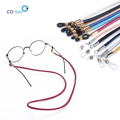 China Adjustable Premium Multicolor PU Glasses Holder Strap Rope Leather Glasses String Retainer for sale