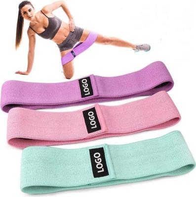 China Hot Selling Custom Made Polyester Cloth Amazon Logo Anti Slip Gym Work Loop Hip Circle Resistance Bands Set for sale