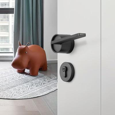 China Modern Luxury Privacy Bedroom Door Handle Zinc Alloy Lever Type Door Handle On Gray for sale