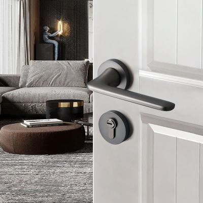 China Modern European door handle with modern lock interior doors hardware zinc alloy internal door handles for sale