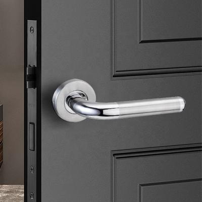 China Modern Stainless Steel Door Handle Tubular Accessories Two Way Spring Lever Handle On Rosette for sale