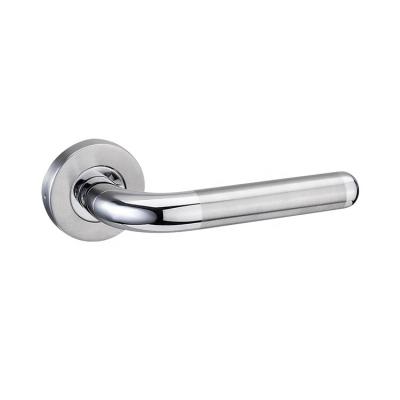 China Modern Customizable Lever Design Furniture Accessories Silver Tubular Stainless Steel Door Handle for sale