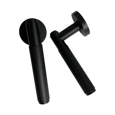 China Modern Solid Door Handle Black Pvd Rosette Knurled Tubular Lever Door Handle For Kitchen Bedroom Bathroom for sale