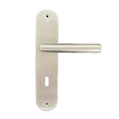 China High Security Germany European Style Round Door Handle Corner Lever Handle With Plate For Supermarket School for sale