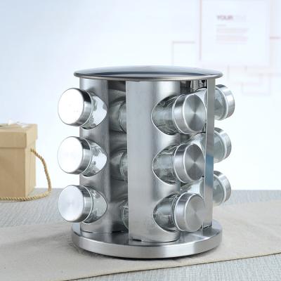 China 430 Stainless Steel Primary Color Sustainable Seasoning Rack 12 Rotating Kitchen Spice Rack Main Rack for sale