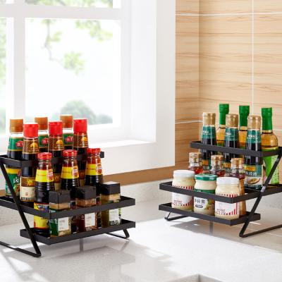 China Two-Layer Spice Rack Rack Stainless Steel Paint Stocked Seasoning Spice Rack With Guardrail for sale