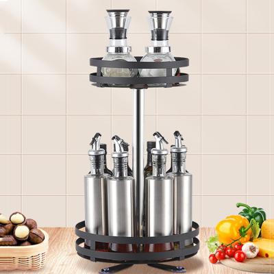 China Metal Kitchen Spice Rack Rack Spice Storage Detachable Rotating Seasoning Rack Multi-Layer Desktop Stored for sale