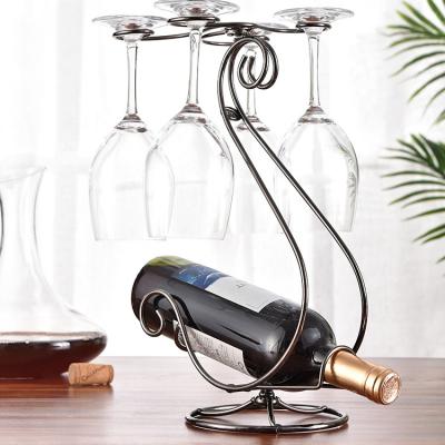 China Fashionable Glass Organizer Stored Glass Wine Rack Wine Display Rack Wrought Iron Wine Glass Holder Rack for sale