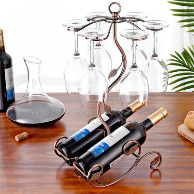 China European Style Stored Iron Wine Glass Rack Wine Rack Wine Holder Dining Table Decorations for sale