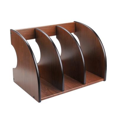 China Stored Desktop Magazine File Storage Rack Wooden Creative Book Rack Magazine Folder Rack for sale