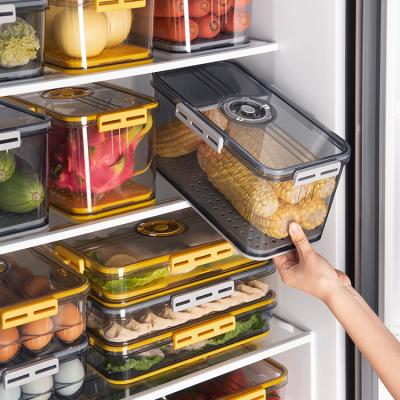 China Freshness Preservation Refrigerator Storage Box PET Clear Plastic Storage Box Frozen Airtight Storage Container for sale