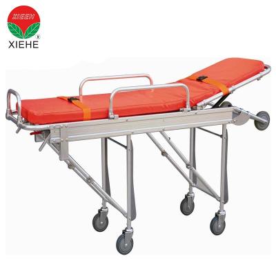 China Medical Folding Emergency Stretcher Hospital Emergency Trolley Bed Ambulance Stretcher For Rescue Patient Transfer for sale