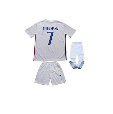 China FREE SAMPLE 2021 Kids Football Away White Soccer Jersey Breathable Shorts Socks Kit Youth Sizes Soccer Uniform for sale