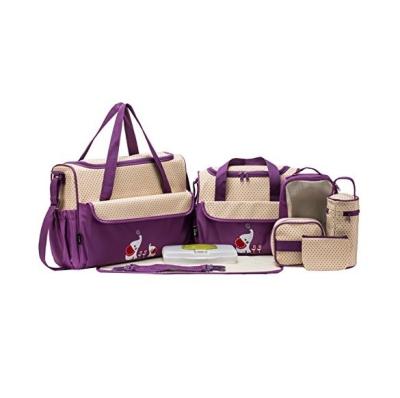 China 10 piece diaper bag set 10 piece fashion universal diaper bag set for mom stylish nylon with matching shoulder straps padded changing station for sale