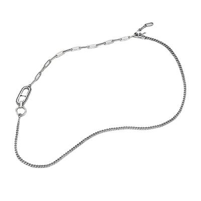 China Wholesale Punk Hip Hop Necklace 925 Sterling Silver Trendy Fine Party Ins Style Cuban Chain Necklaces for sale