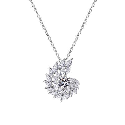 China Fashionable Custom Design Spiral Pendant With Shiny Silver Zirconia Diamond S925 Necklace For Female for sale