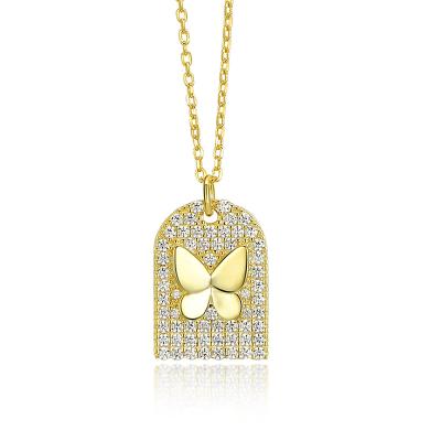 China Silver Opal 925 Butterfly Necklace Jewelry CLASSIC Gold Plated Necklace Pendants for sale