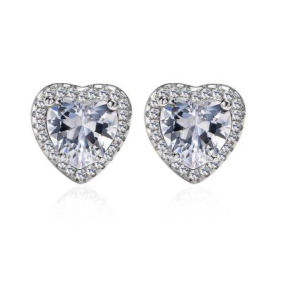 China CLASSIQUE Heart Shaped S925 Sterling Silver S925 Platinum Plated 2022 Zircon Diamond Earrings Advanced Jewelry Design for sale