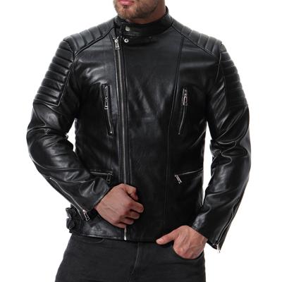 China Viable Custom Fashionable Leather Jacket Men's PU Wind Breaker Leather Jacket For Mens Winter Bikers for sale