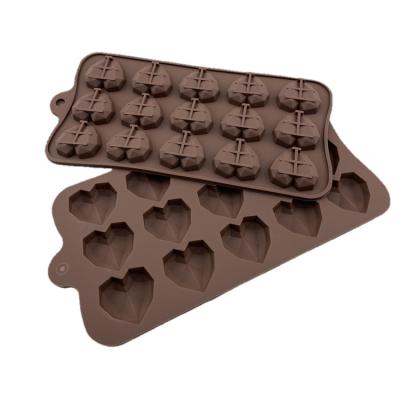 China Viable Wholesale Custom Small 3D Silicone Baking Mold Pudding Jelly Ice Molds Diamond Heart Chocolate Silicon Mold For DIY for sale