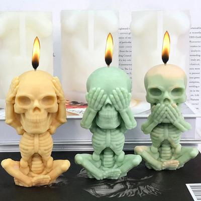 China Unique creative skeleton luxury home decor 3d moldes de silicona custom made new viable design molds silicone candle mold for sale