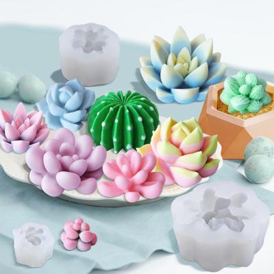 China Factory Wholesale DIY Sustainable Succulent Form Scented Candles Soap Mold Handmade Custom Silicone Candle Mold moldes de silicon for sale