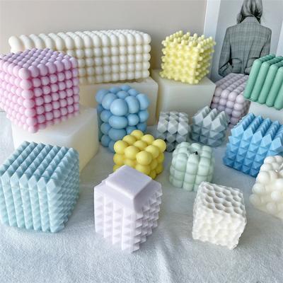 China Christmas New Viable Wholesale Custom 3d Cube Bubble Candle Decorative Handmade Diy Mold Making Silicone Candle Molds for sale