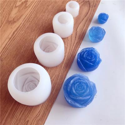 China DIY valentine's day flower mold 3d custom handmade rose cake molds silicone candle mold for candle making for sale