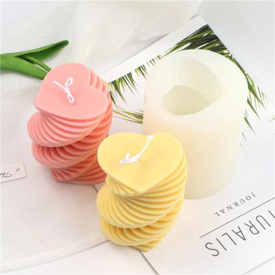 China Wholesale custom creative geometric 3d heart shape spiral candles viable molds silicone candle mold for candle making for sale