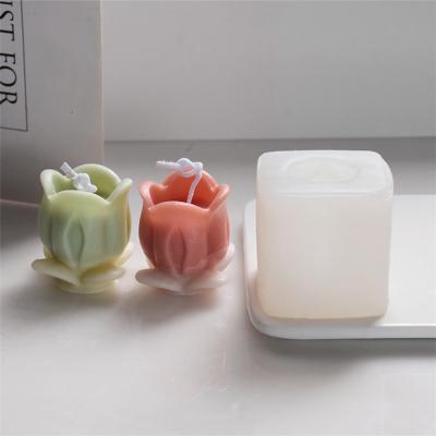 China Viable Custom Candle Making Baking Tulips Flower Handmade Chocolate Creative Diy Cute Candle Silicone Mold moldes de silicona for sale