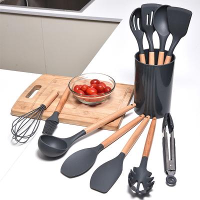 China Nordic Viable Home High Quality Cocina 12 Pcs Silicone Utensil Silicone Utensil Kitchen Utensils Wooden Kitchen Utensil Set For Cooking for sale