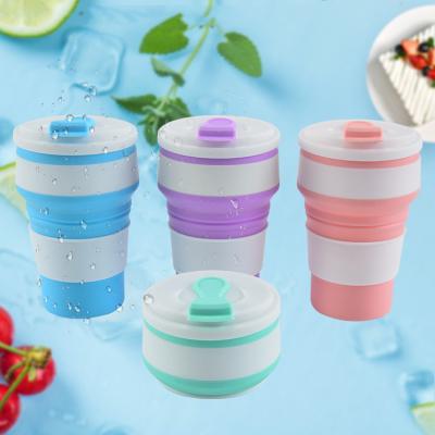 China Novelty Eco-Friendly Sustainable Personalized Customized Custom Made Silicone Travel Mugs Portable Collapsible Coffee Cups With Lid for sale