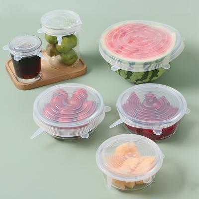 China Non Spill Top Selling Kitchen Use 6 Sizes Clear Reusable Leakproof Elastic Silicon Covers Stretch Lids Silicone Lid For Food for sale