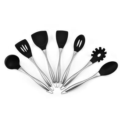 China Amazon Sustainable Hot Sale Stocked Feature Silicone , Nylon , Stainless Steel Handles Eco - Friendly Kitchen Utensils 7 Pieces for sale