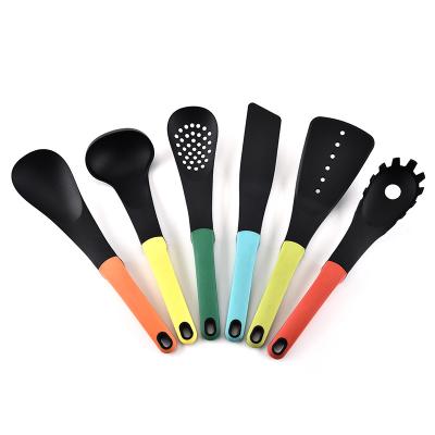 China 6 Pieces Color Durable High Temperature Resistant Shell Hedge Soup Scoop Shovel Handle Cooking Tools Nylon Kitchen Utensils for sale