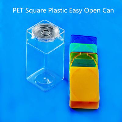 China Square PET Plastic Easy Open Candy Box With Aluminum Lid for sale