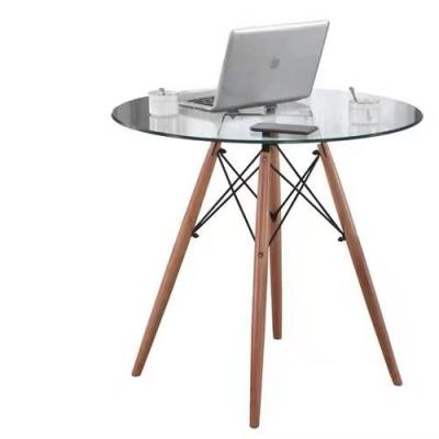 China Modern convertible living room and office use tempered glass chair leg glass solid wood coffee table for sale