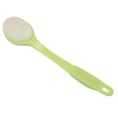 China Long Handle Wheat Straw Handle Non-slip Hand Grip Long Handle Bath Brush Rubber Silicone For Body for sale