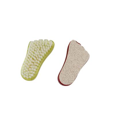 China NAIL Foot Shape 2 Side Brush Plastic Pumice Stone Dual Side Applicator for sale