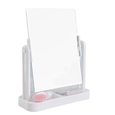 China Non-Specific White Desktop Makeup Storage Standing Mirror Simple Side Mirrors for sale