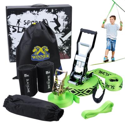 China Outdoor/Exercise High Quality Slackline With Customizable Logo Slack Line With Ergo Ratchet for sale