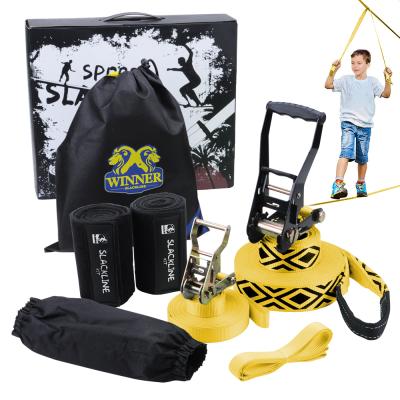 China 100% Polyester Slackline Trainer Kit Slackline Webbing With Arm Loose Slackline Trainer For Out Door Training for sale