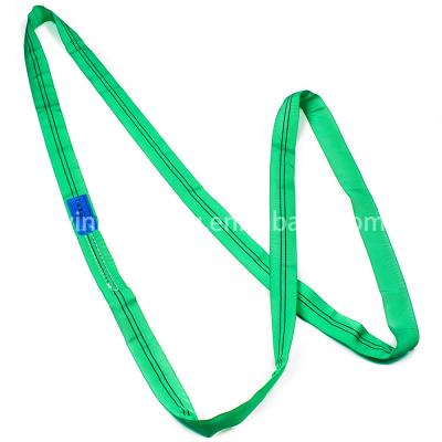 China Polyester 2 Ton 2M OEM Length Polyester 2T Gold Round Lifting Sling Belt Green Color Safety Factor 7:1 8:1 for sale