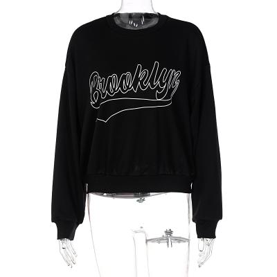 China Lagerfe Letter Print Black Sweatshirt Breathable Women Long Sleeve Loose Oversized Mains Autumn Winter Wholesale Clothes Streetwear 2021 for sale