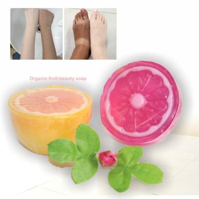 China Feminine Cleansing Soap Base Round Shape Yellow And Red Color Fragrance Body Organic Whitening Bath Soap For Adults for sale