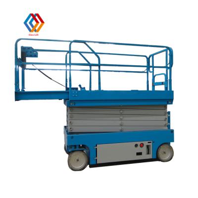 China Hotels Height 12m Scissor Lift Platform Battery Operated Lift Platform With Wheel for sale