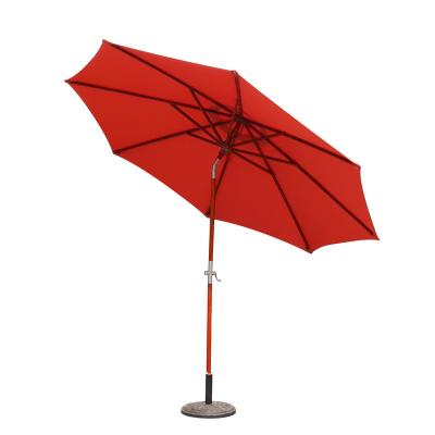 China Large Tilt Crank Patio Sun Beach Outdoor Wooden Umbrella Luxury Outdoor Garden Umbrella With Crank Open for sale