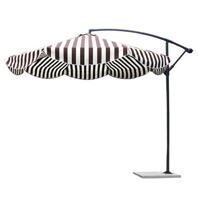 China Modern High Quality Outdoor Waterproof Square Steel Banana Umbrella Stripe Design Sun Umbrella Garden Parasol Outdoor Patio Umbrellas for sale